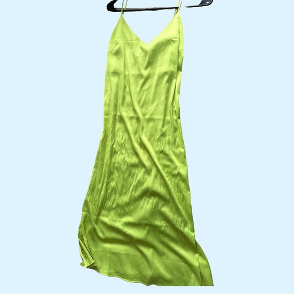 Neon Green Silk Midi Dress - Picture 2 of 2